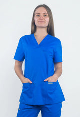 Bluza medyczna BHP scrubs w kolorze niebieskim, kobaltowym, Hank