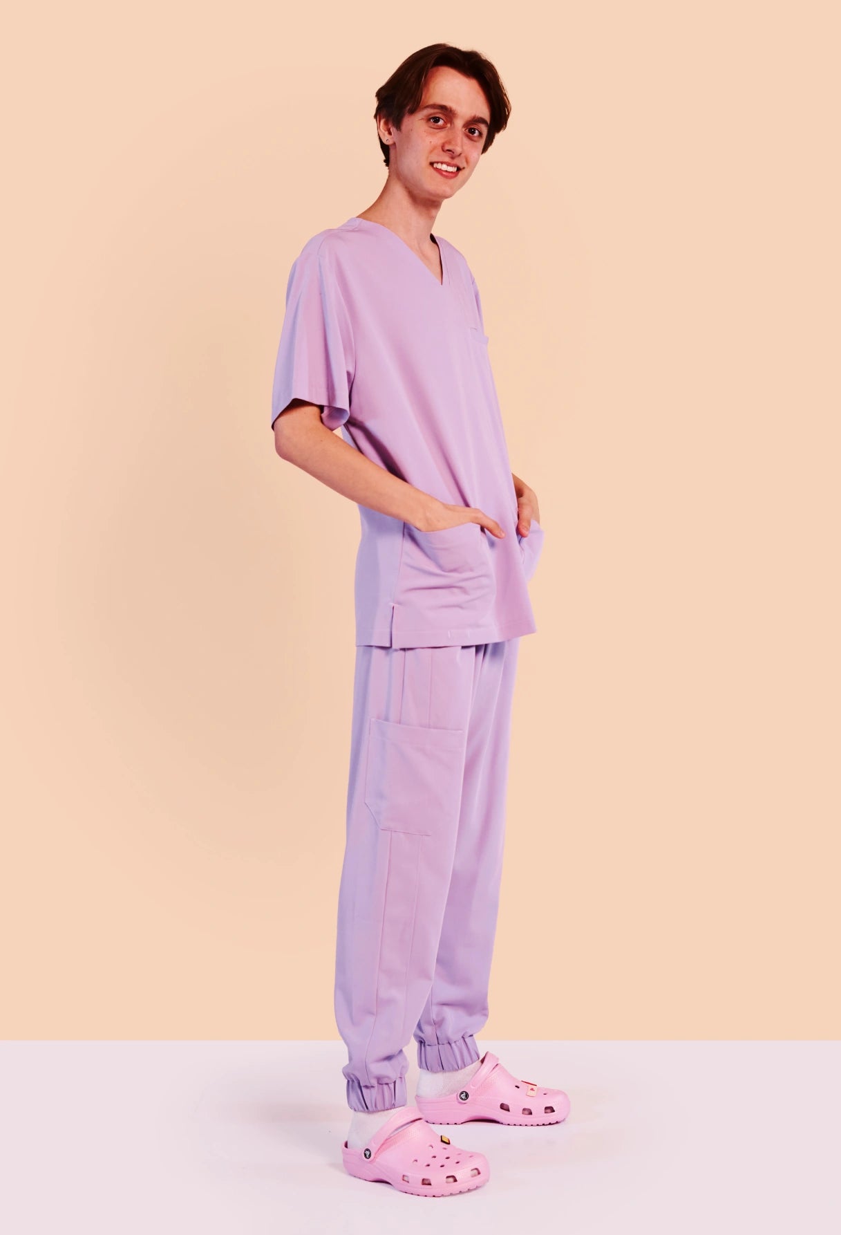 Męski scrubs liliowy, fiolet, Fashion medical wear