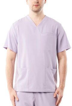 Scrubs, bluza medyczna męska kolor liliowy, fiolet, przód