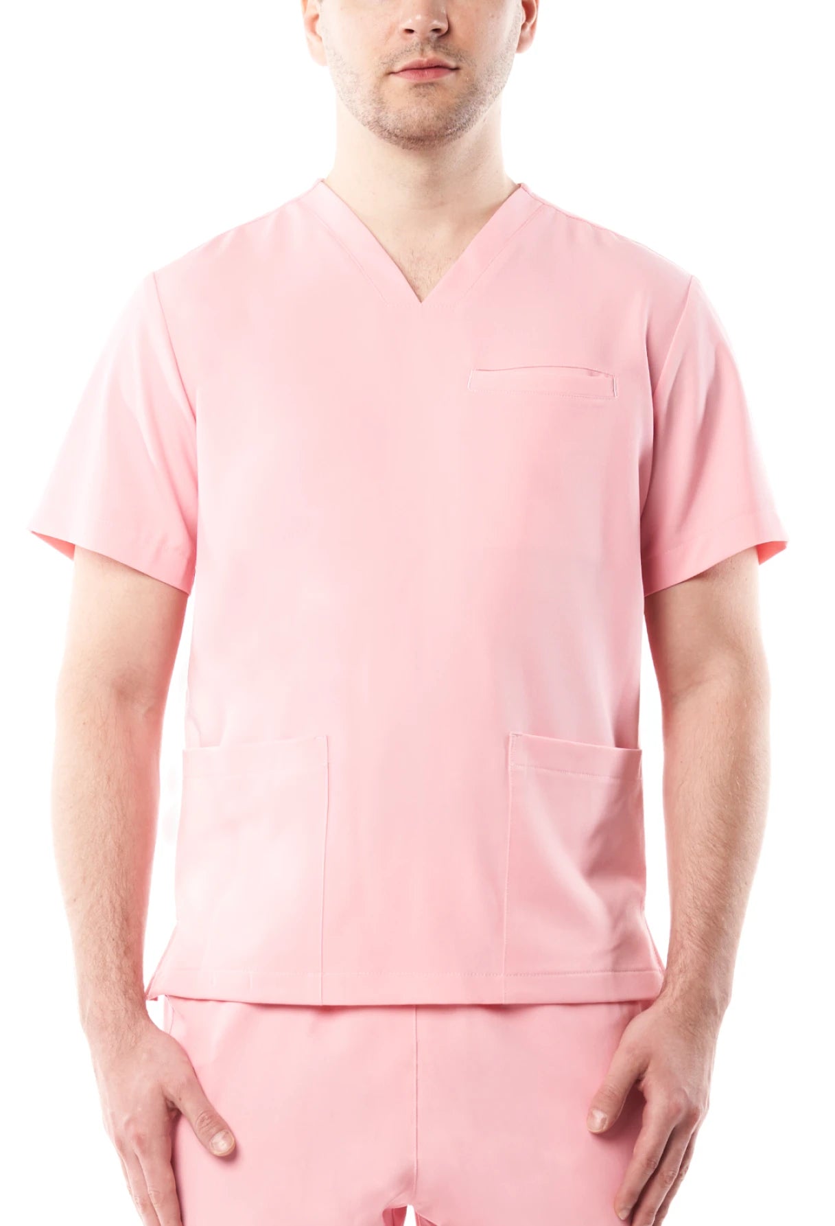 Scrubs, bluza medyczna męska kolor różowy, przód