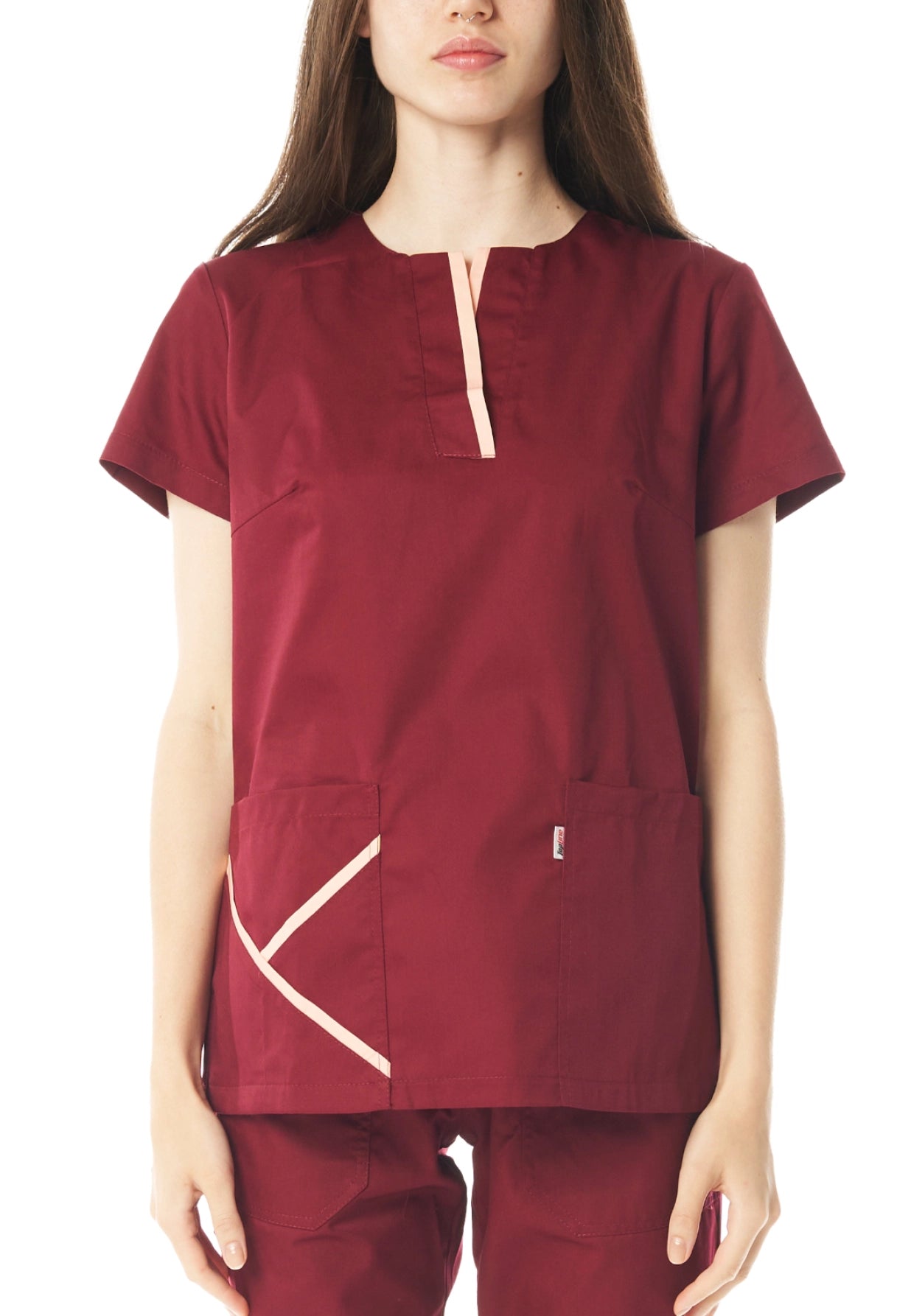 Turyn - bordo & puder - bluza medyczna damska, scrubs