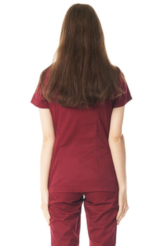 Turyn - bordo & puder - bluza medyczna damska, scrubs, tył