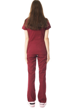 Turyn - bordo & puder - bluza medyczna damska, scrubs, tył